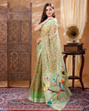 Kota Doria Paithani Embroidery Designer Saree Green