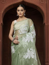 Dreamy Embroidered Organza Pure Silk Green Saree