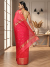 Glossy Maheshwari Silk Pure Handloom Saree Red