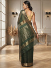 Misty Maheshwari Pure Silk Check Body Green Saree