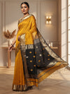 Artistic Maheshwari Pure Handloom Silk Saree Yellow