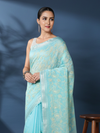 Adorable Pure Kota Linen Embroidery Saree Blue