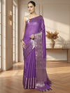 Stunning Banarasi Silk Linen Purple Handloom Saree