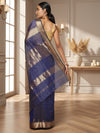 Poised Maheshwari Pure Silk Check Body Indigo Saree