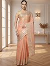 Pankhudi Jugnu Checks Kota Cotton Gota Patti Peach Saree