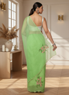 Earthy Kota Doria Green Pure Cotton Floral Embroidery Saree