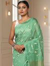 Alluring Eri Tussar Silk Embroidered Green Saree