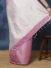 Modern Pure Tissue Linen Handdyed Saree Pink