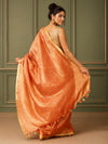 Colorful Pure Tissue Linen Handdyed Saree Orange