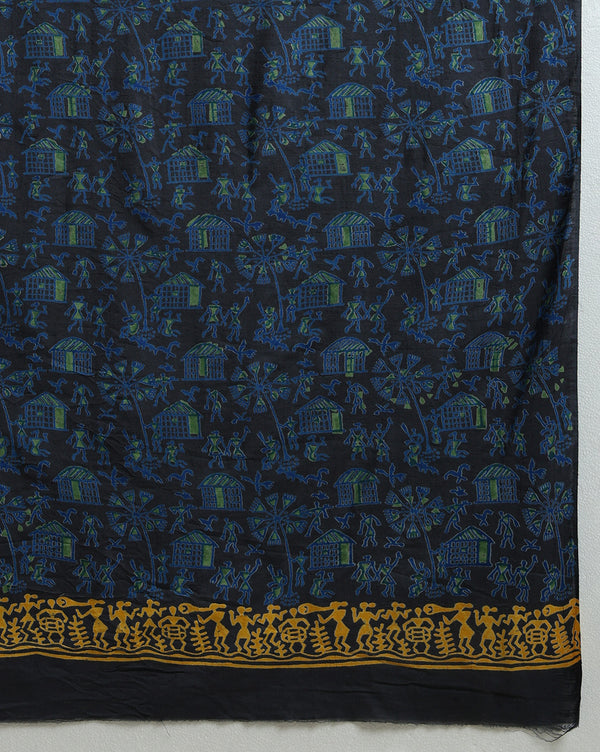 Katan Silk Blockprint Blue Suit