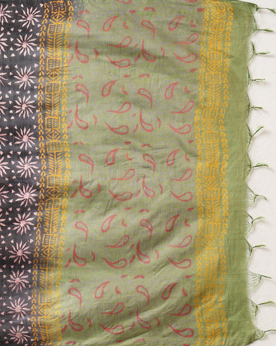 Katan Silk Luminous Blockprint Green Suit