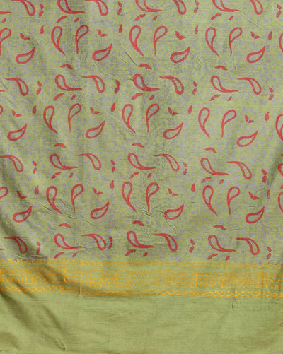 Katan Silk Luminous Blockprint Green Suit