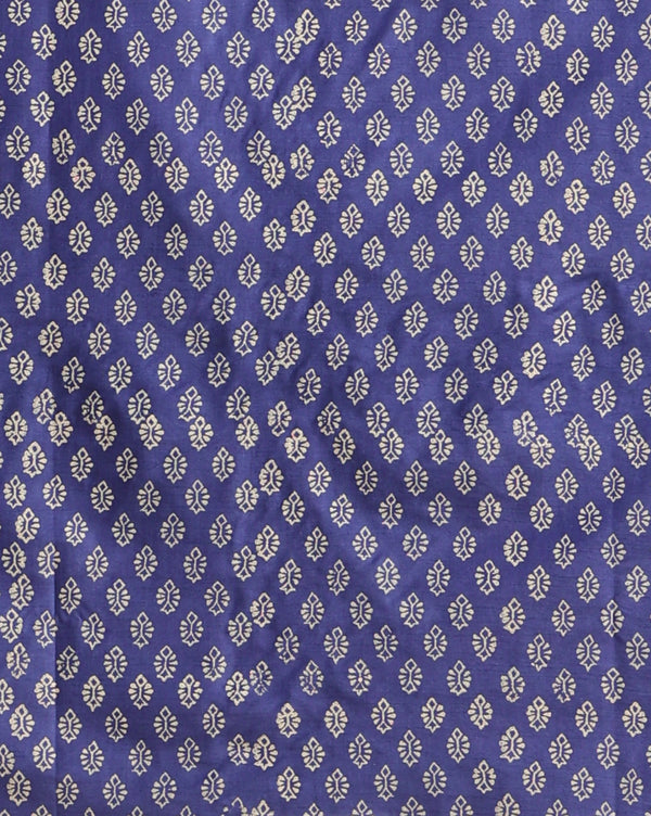 Katan Silk Alluring Blockprint Blue Suit