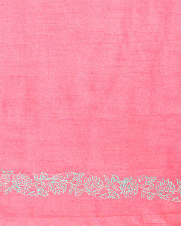 Katan Silk Rosy Blockprint Pink Suit