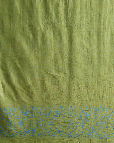 Katan Silk Glossy Blockprint Blue Suit