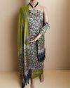 Katan Silk Joyful Blockprint Gray & Green Suit