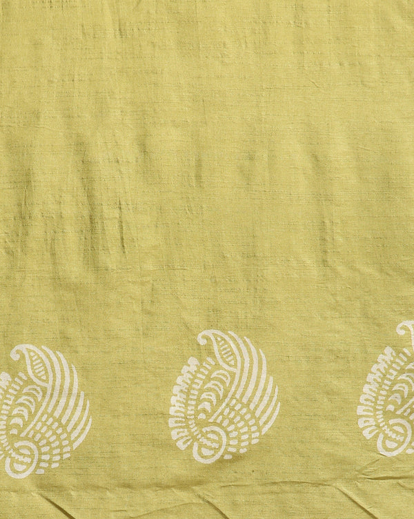 Katan Silk Printed Suit Piece Gray with Bottom & Dupatta-Indiehaat