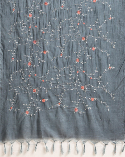 Embroidered Katan Silk Red & Blue Suit