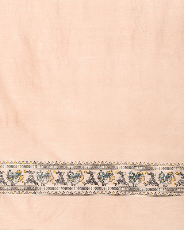 Katan Multi Colour Silk Printed Suit Piece with Bottom and Dupatta Handcrafted-Indiehaat