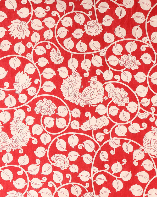 Artistic Katan Silk Madhubani Red Suit