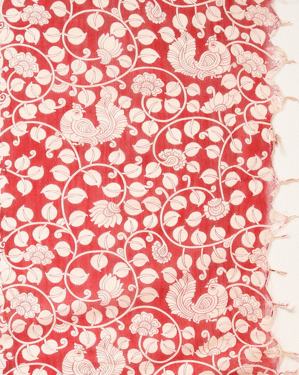 Artistic Katan Silk Madhubani Red Suit