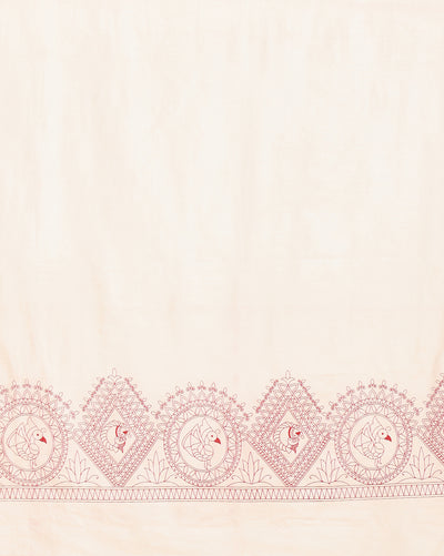 Artistic Katan Silk Madhubani Red Suit