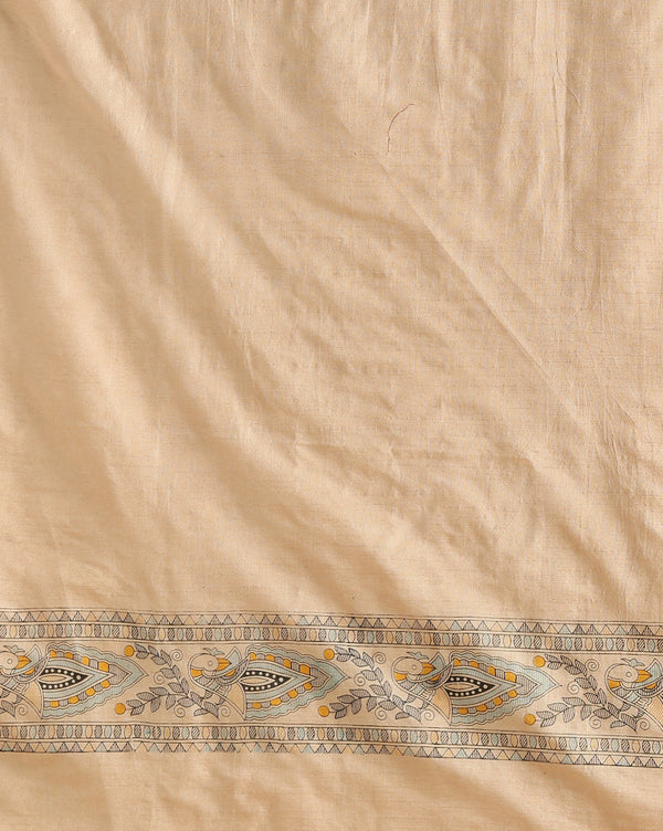 Blissful Katan Silk Madhubani Beige Suit