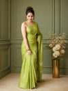 Katan Sap Green Silk Saree Handcrafted