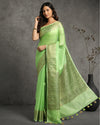 Joyful Banarasi Silk Linen Green Handloom Saree