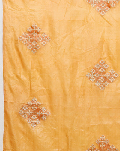 Silkmark Pure Tussar Bright Embroidered Saree Brown