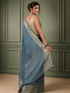 Silkmark Certified Moonga Tussar Bottle Green Silk Saree with Running Blouse Handcrafted-Indiehaat