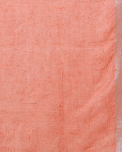 Graceful Pure Linen Embroidered Handloom Orange Saree