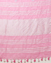 Pure Linen Embroidered Handloom Pink Saree  Saree with Running Blouse Handcrafted-Indiehaat