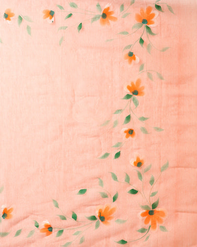 Handpainted Kota Doria Pink Suit (Top & Dupatta)