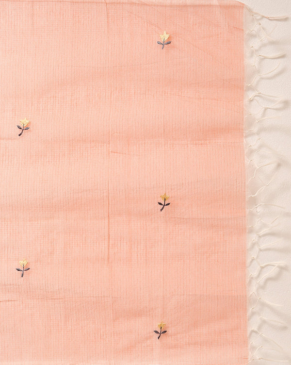 Embroidered Dynamic Kota Doria Orange Suit (Top+Dupatta)