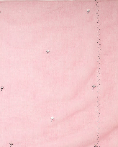 Embroidered Lustrous Kota Doria Pink Suit (Top+Dupatta)