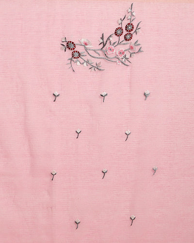 Embroidered Lustrous Kota Doria Pink Suit (Top+Dupatta)