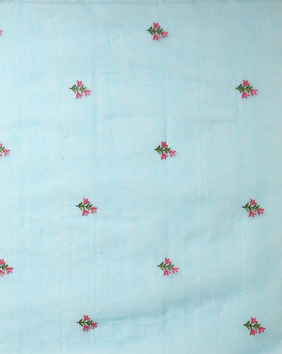 Chikankari Resplendent Kota Doria Blue Suit (Top+Dupatta)