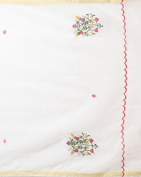 Chikankari Expressive Kota Doria Yellow Suit (Top+Dupatta)