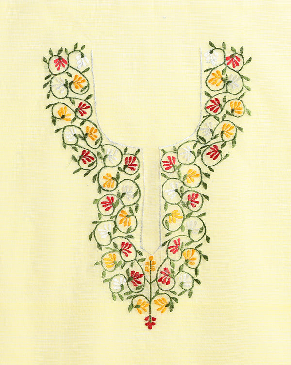 Chikankari Expressive Kota Doria Yellow Suit (Top+Dupatta)