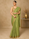 Kota Doria Pure Silk Green Saree Hand Dyed with Blouse-Indiehaat