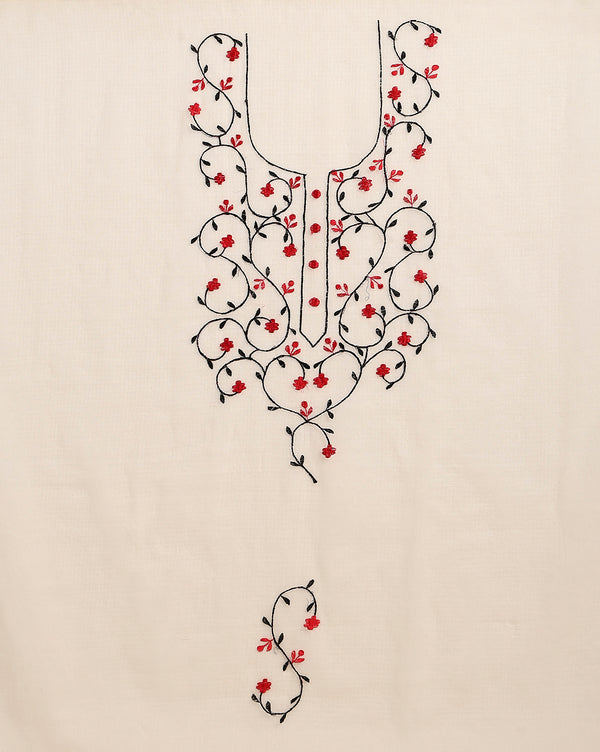 Embroidered Elegant Kota Doria White Suit (Top+Dupatta)