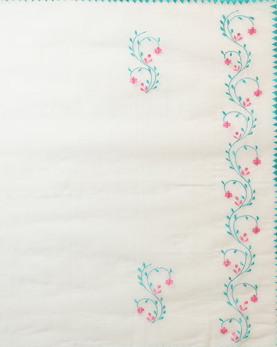 Embroidered Blushing Kota Doria Peach Suit (Top+Dupatta)