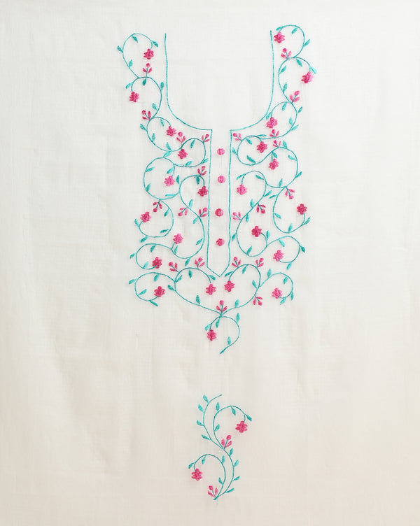 Embroidered Blushing Kota Doria Peach Suit (Top+Dupatta)