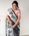 Vibrant Bandhej Kota Doria Embroidery Black Saree Handdyed