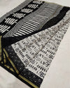 Banjaran Artistic Blockprint Chanderi Silk Saree Black & White