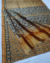 Ret Ki Chhaya Ajrakh Printed Marigold Yellow Chanderi Silk Saree