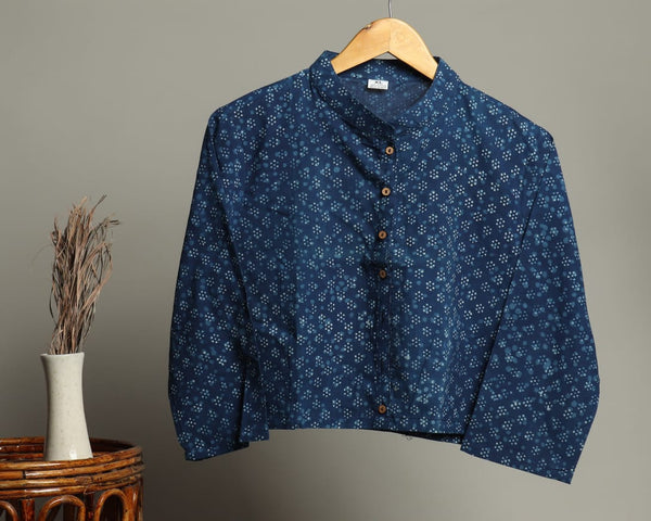 Indiehaat | Blockprinted Cotton Crop Top Blue