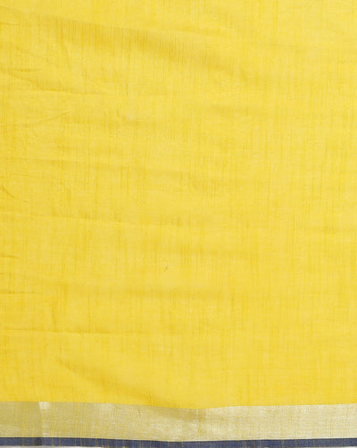 Subtle Slub Linen Hand Dyed Yellow Saree
