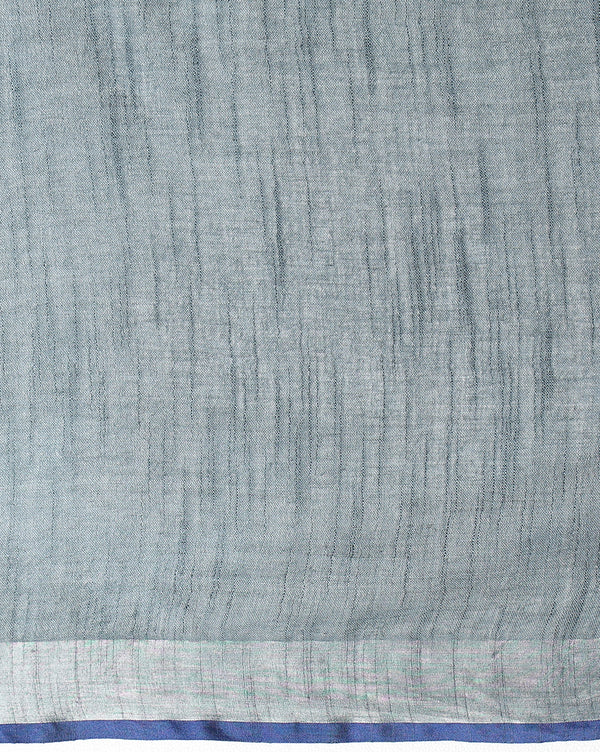 Smoky Slub Linen Hand Dyed Gray & Blue Saree